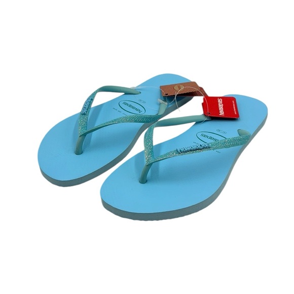 Havaianas Blue Water Flip Flop Sandals Size 11 / 12 - Picture 2 of 14